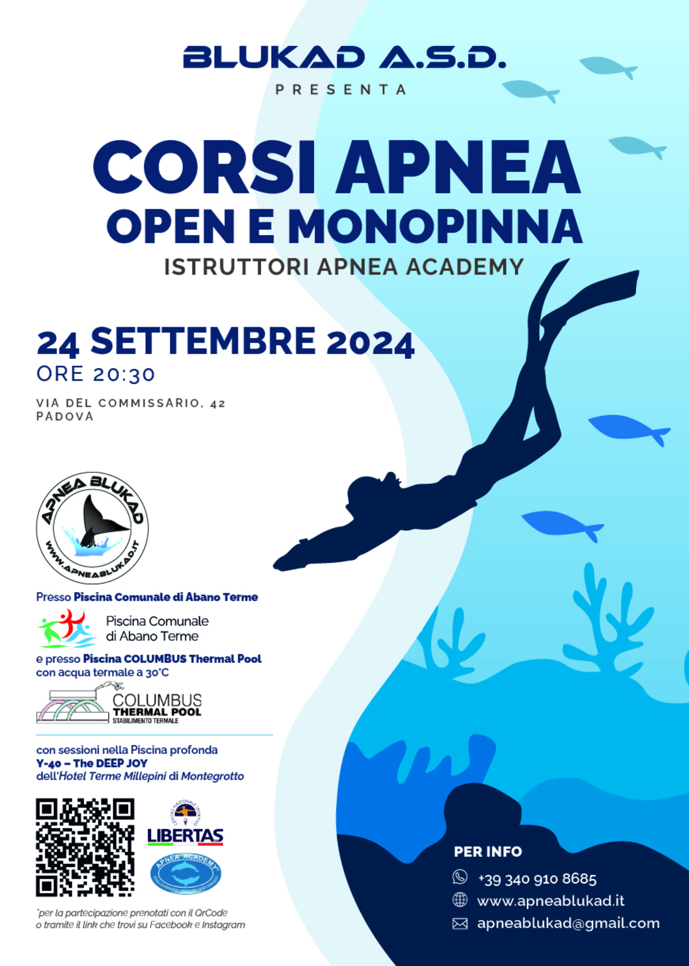 Apnea BluKAD presenta i nuovi Corsi OPEN e MONOPINNA