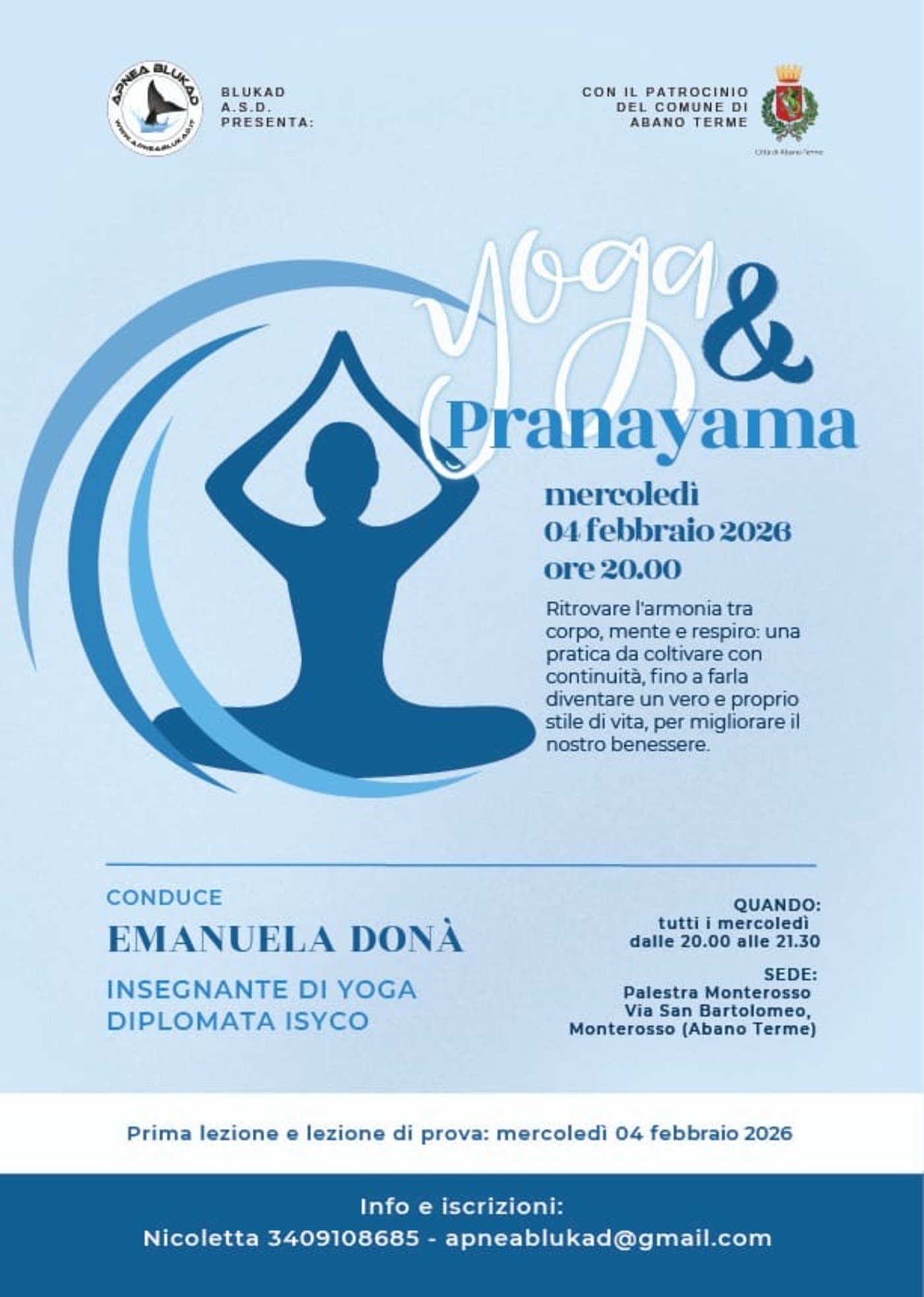 Apnea Blukad presenta: YOGA e PRANAYAMA inverno 2026